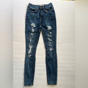 Mudd FLX Stretch High Rise Ankle Distressed Jegging Jean Women Size 0